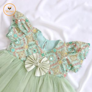 Georgette Girl’s Party Dress- Coriander Color