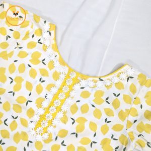 Lemon printed Cotton Long Kurti