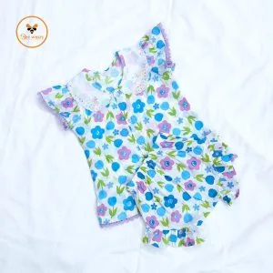 Colorful Printed Cotton Nima/Pant Set