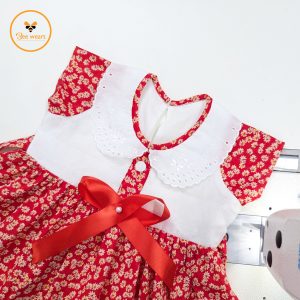 Red Printed Cotton Baby Dress