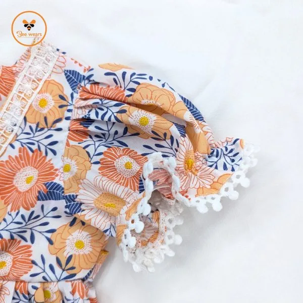 Floral Printed Cotton Baby Dress - Image 4