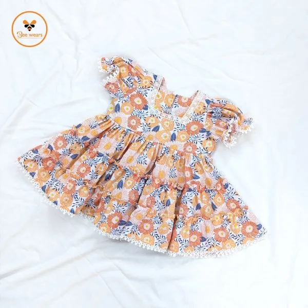 Floral Printed Cotton Baby Dress - Image 2