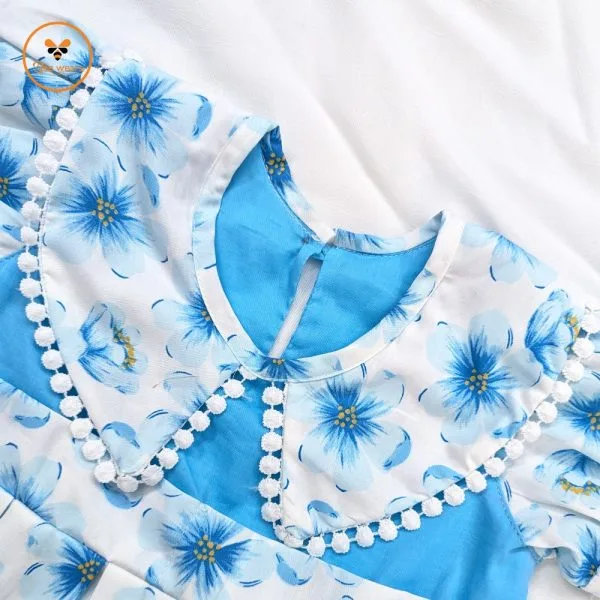 Sky-Blue Color Cotton Baby Dress - Image 4