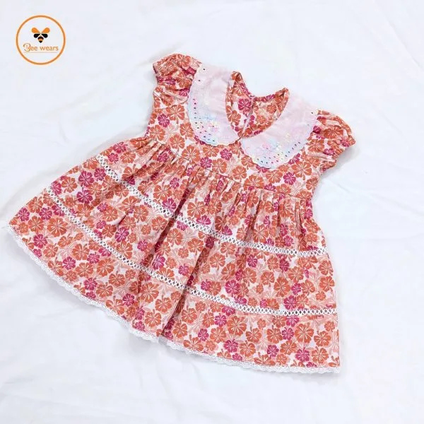 Floral Printed Cotton Baby Dress - Image 4