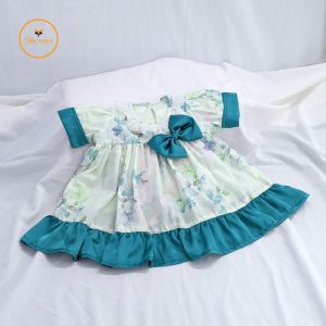 Floral Printed Cotton Baby Semi Party Dress