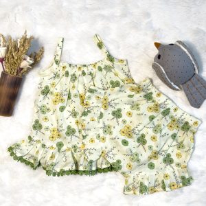 Creamy Green Strap Neema Set