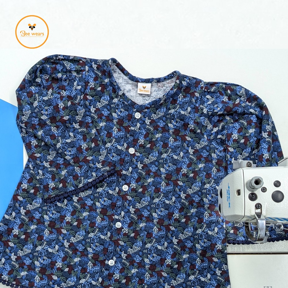 Navy Leaf Print Long-Sleeve PJ Set - Image 2