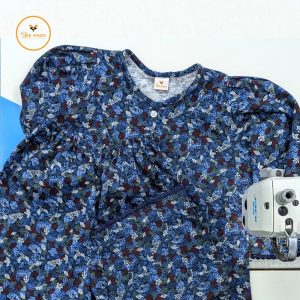 Navy Leaf Print Long-Sleeve PJ Set