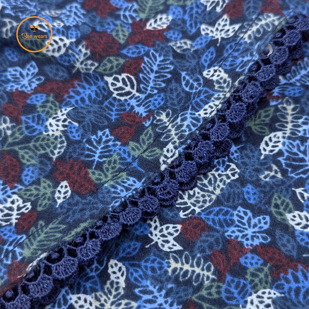 Navy Leaf Print Long-Sleeve PJ Set - Image 4