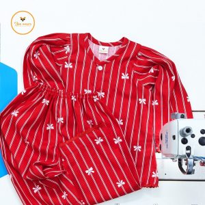 Red Bow Print Long-Sleeve PJ Set