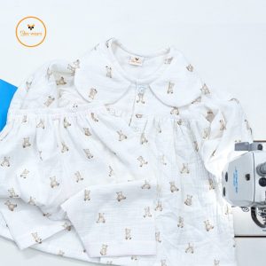 Cute Teddy Muslin Two-Piece