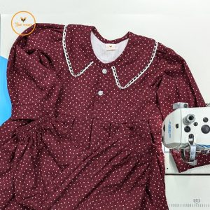 Classic Maroon Polka Frock Set